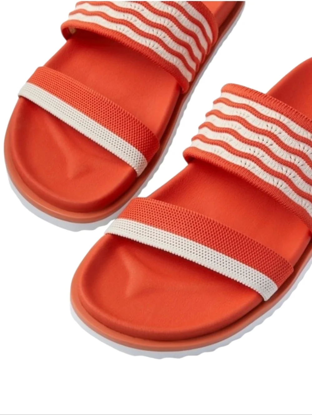 Vivaia Naina Double Strap Slide Sandals in Citrus Orange Wave Size 9.5 NWOT